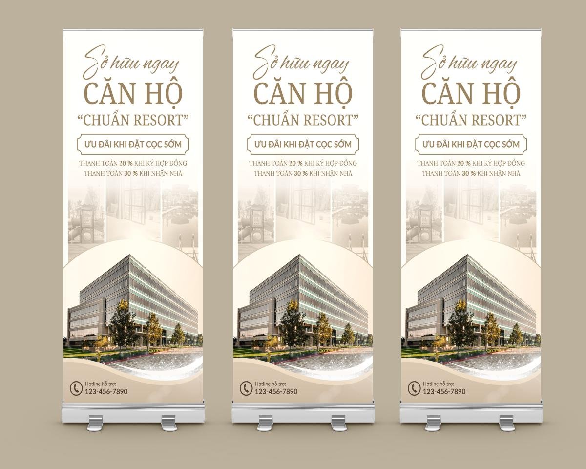Mẫu standee bất động sản mở bán resort siêu đẹp