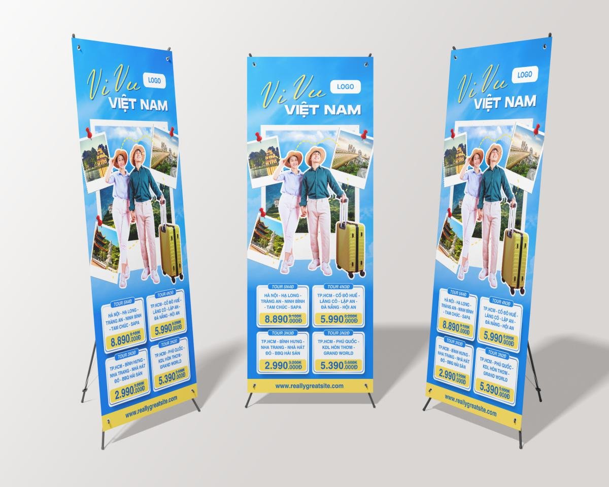 Mẫu standee du lịch khuyến mãi
