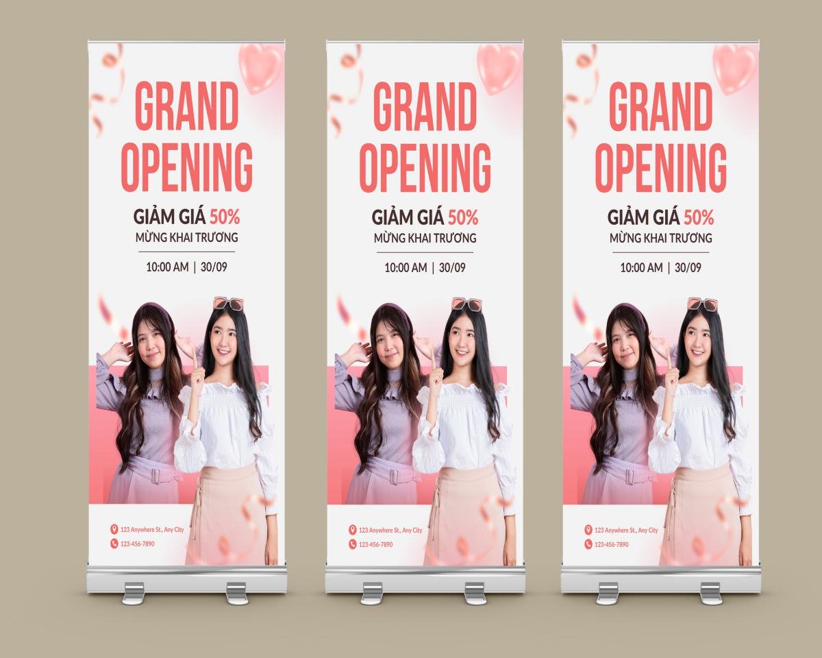 mẫu standee giảm giá mừng khai trương cửa hàng thời trang đẹp