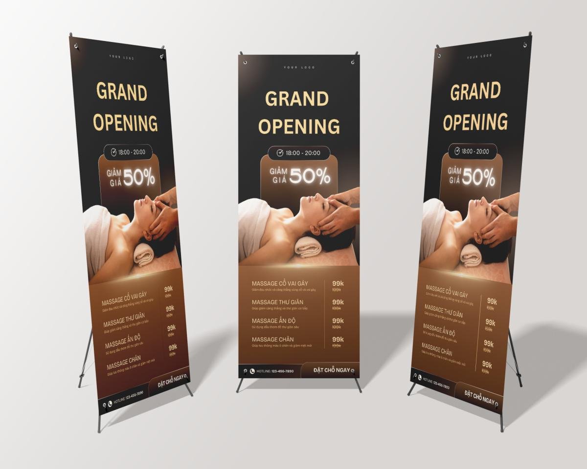 Mẫu standee khai trương dịch vụ massage đẹp