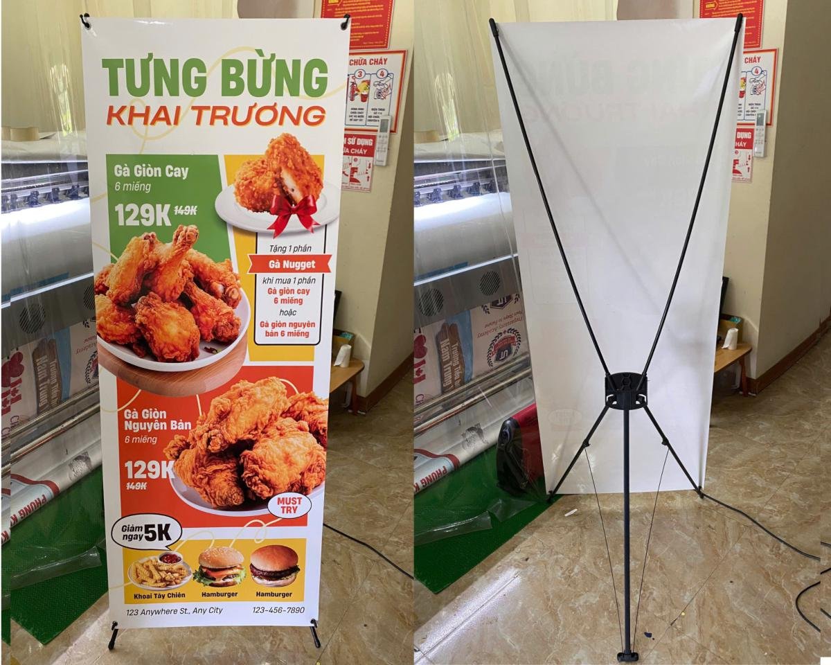mẫu standee khai trương khuyến mãi quán ăn