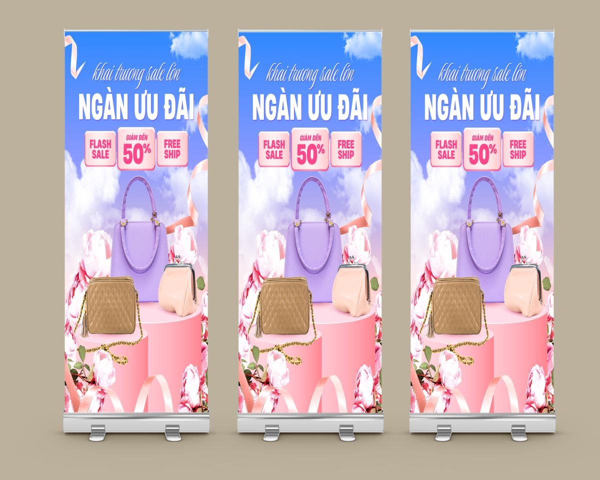 mẫu standee khai trương thời trang nữ đẹp