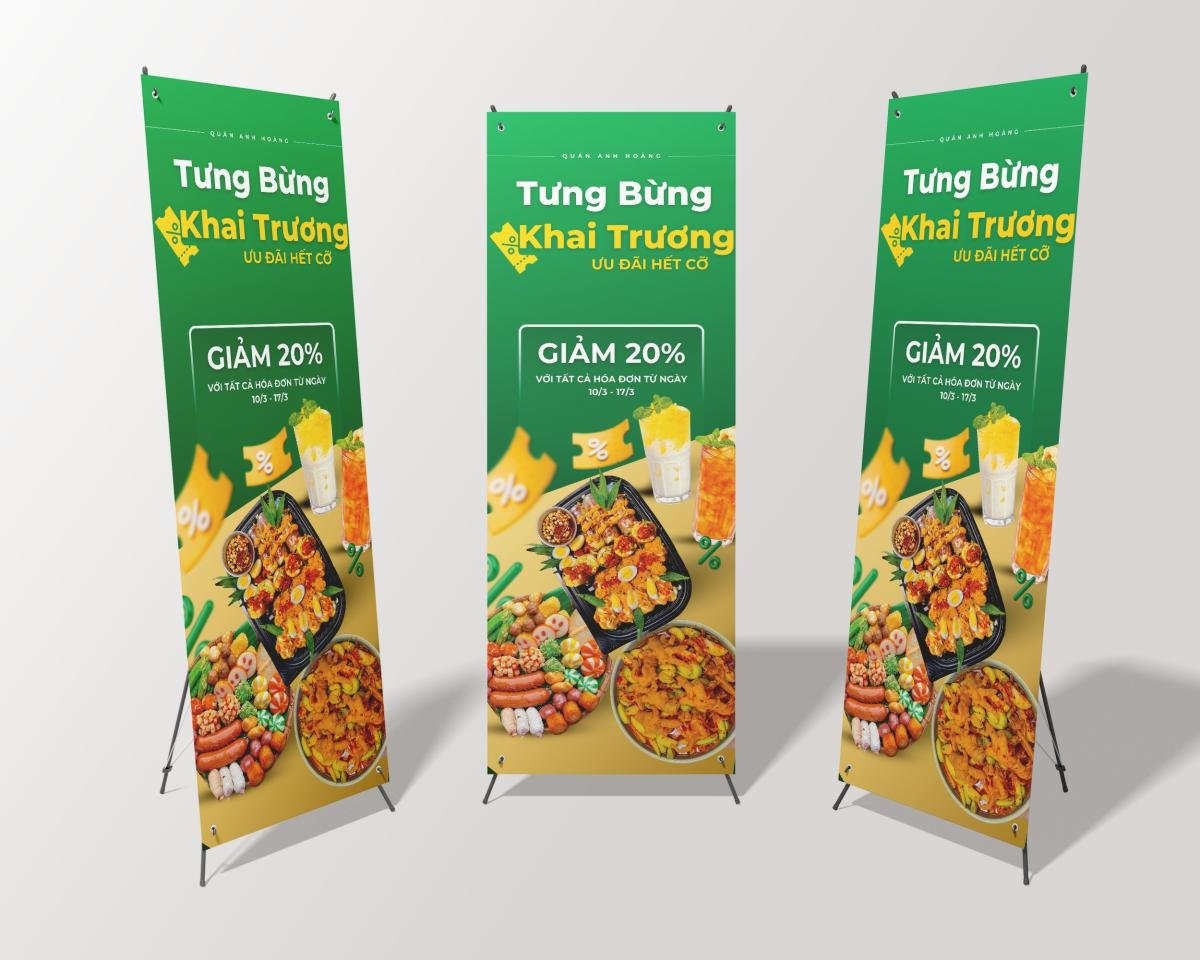 mẫu standee khuyến mãi giảm giá khai trương đẹp