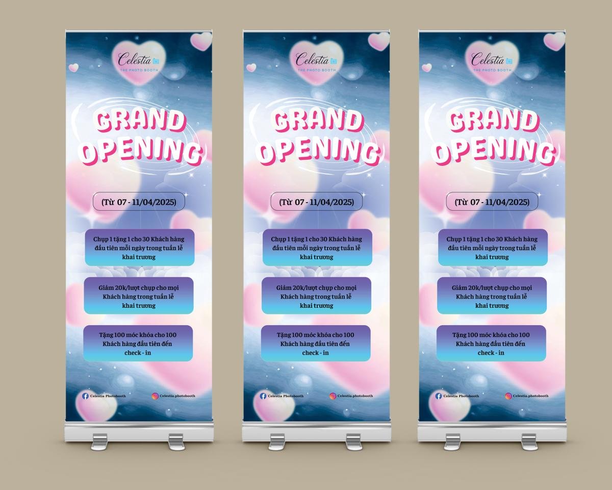 mẫu standee photobooth khai trương ấn tượng đẹp