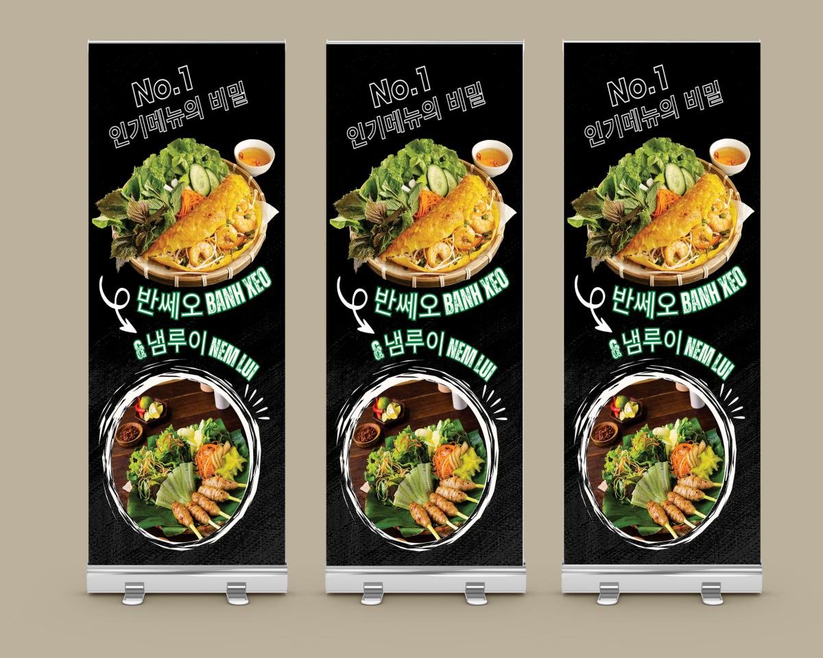 standee giới thiệu sản phẩm bánh xèo