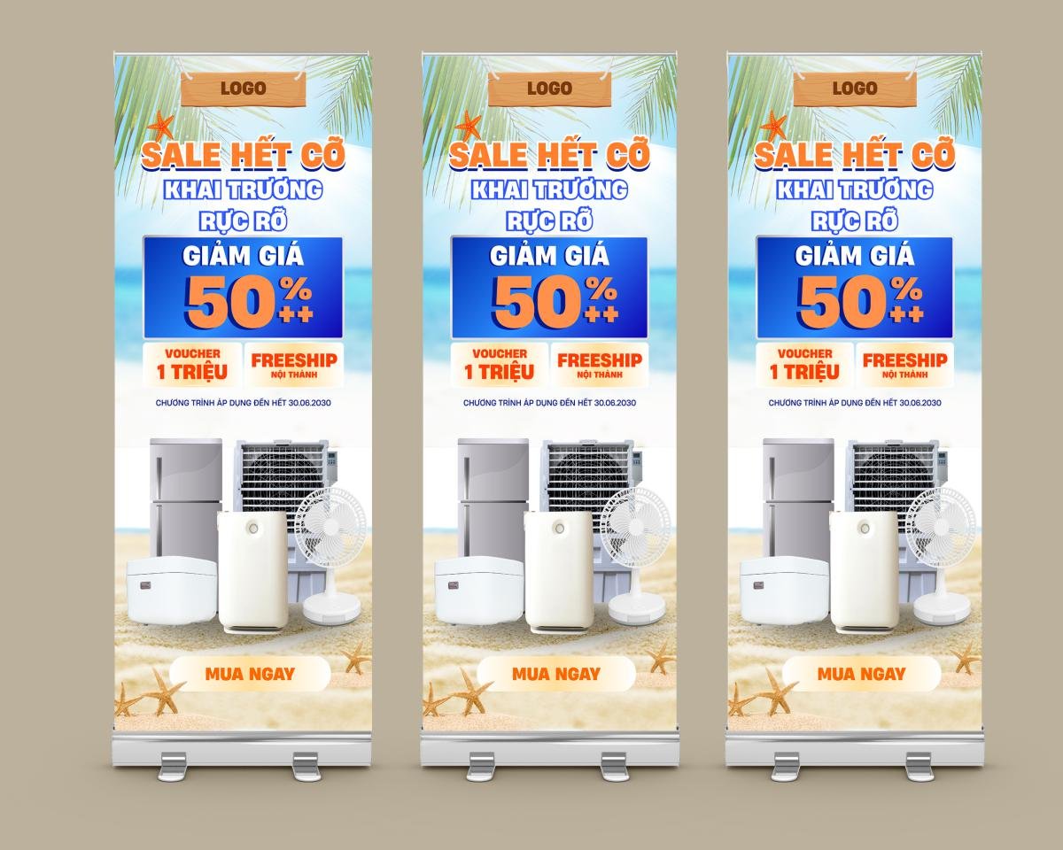 standee giới thiệu sản phẩm cửa hàng điện máy đẹp
