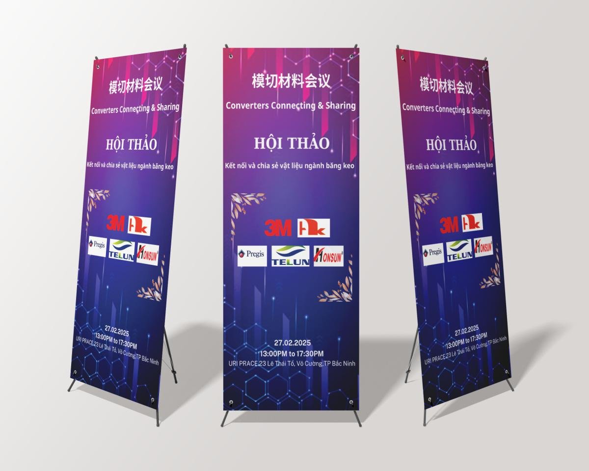 standee hội thảo kết nối chia sẽ nghành băng keo