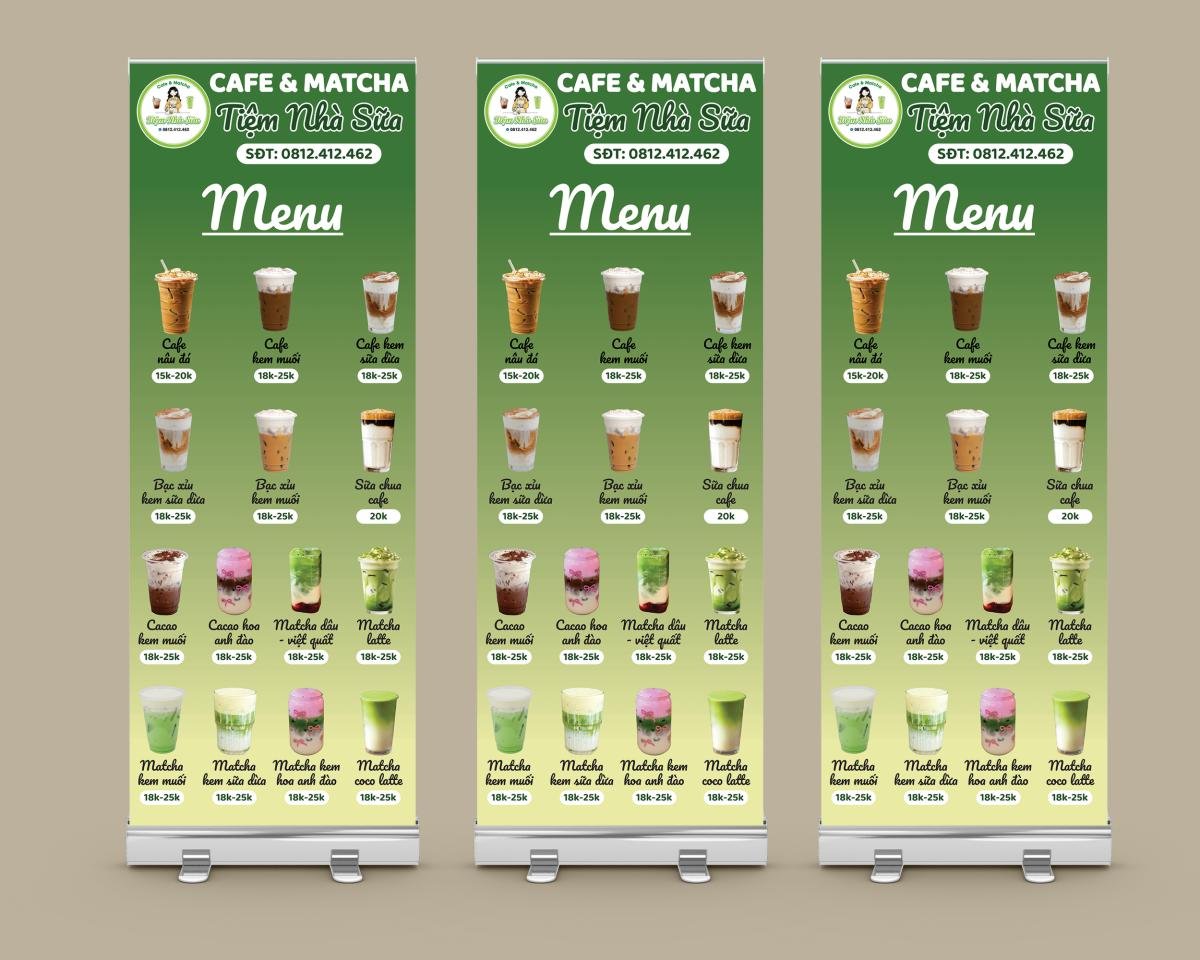 standee menu trà sữa