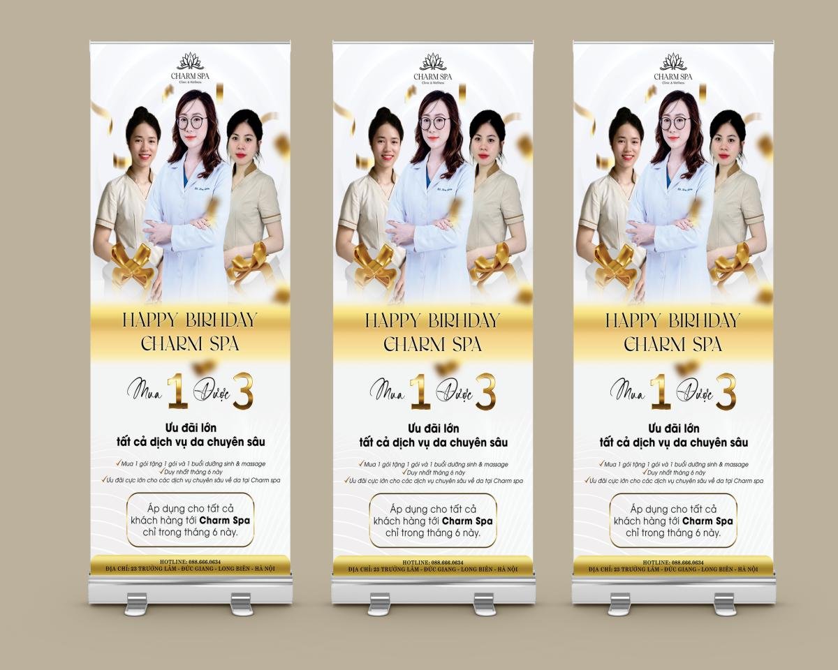 standee spa sinh nhật thương hiệu