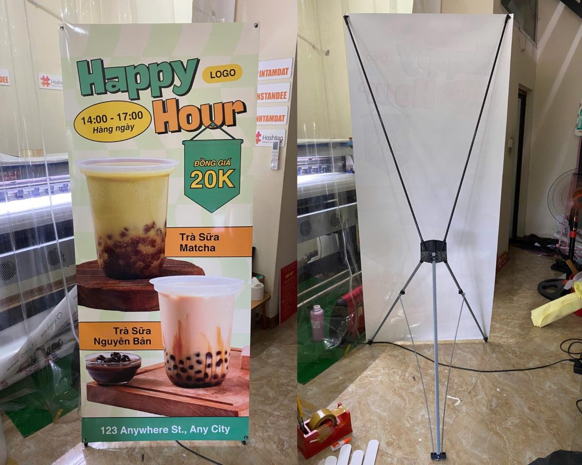 standee trà sữa tại xưởng in
