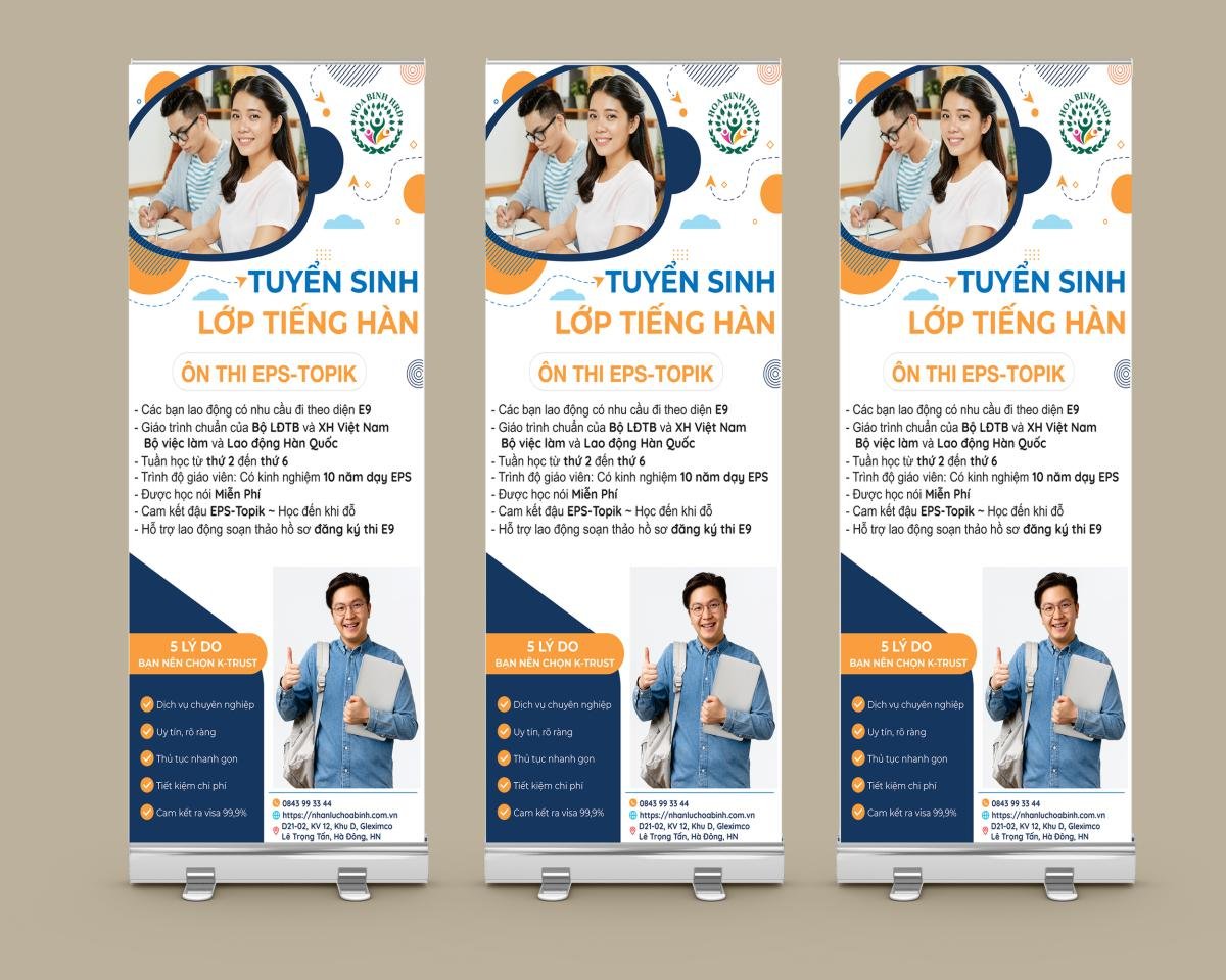 standee tuyển sinh lớp tiếng hàn