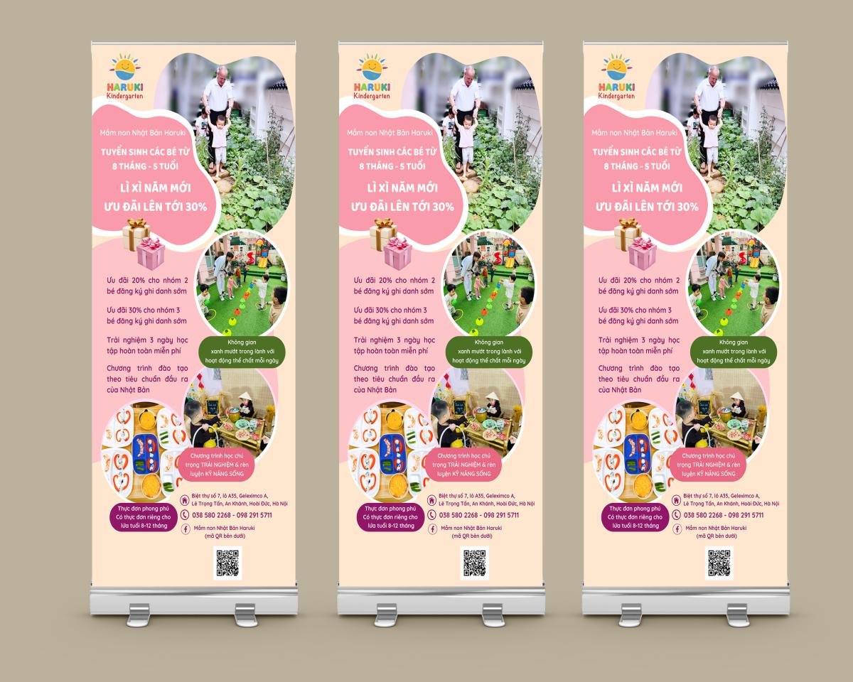 standee tuyển sinh trường mầm non