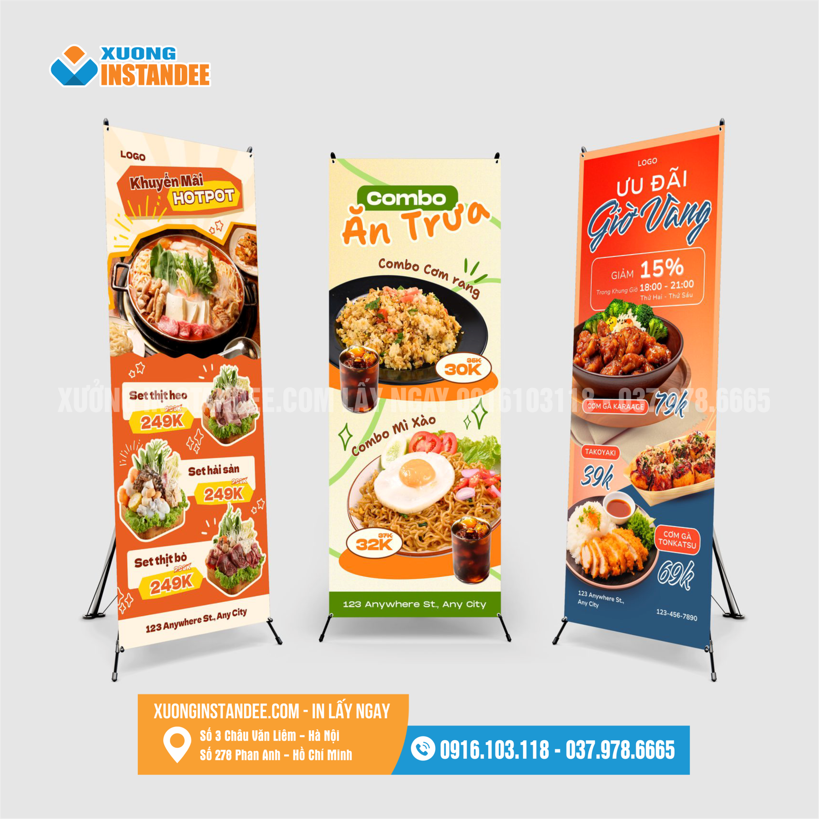 Combo: In Standee (60×160) + Chân chữ X