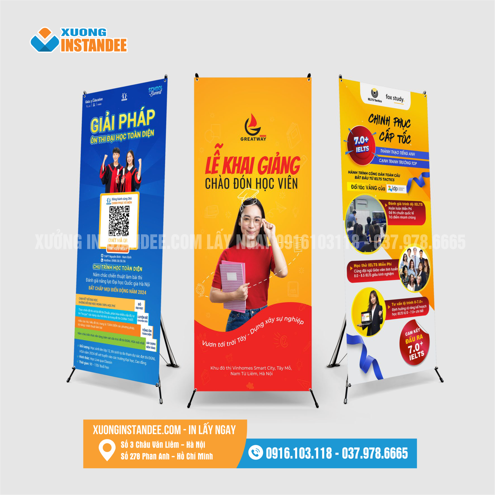 Combo: In Standee (80×180) + Chân chữ X