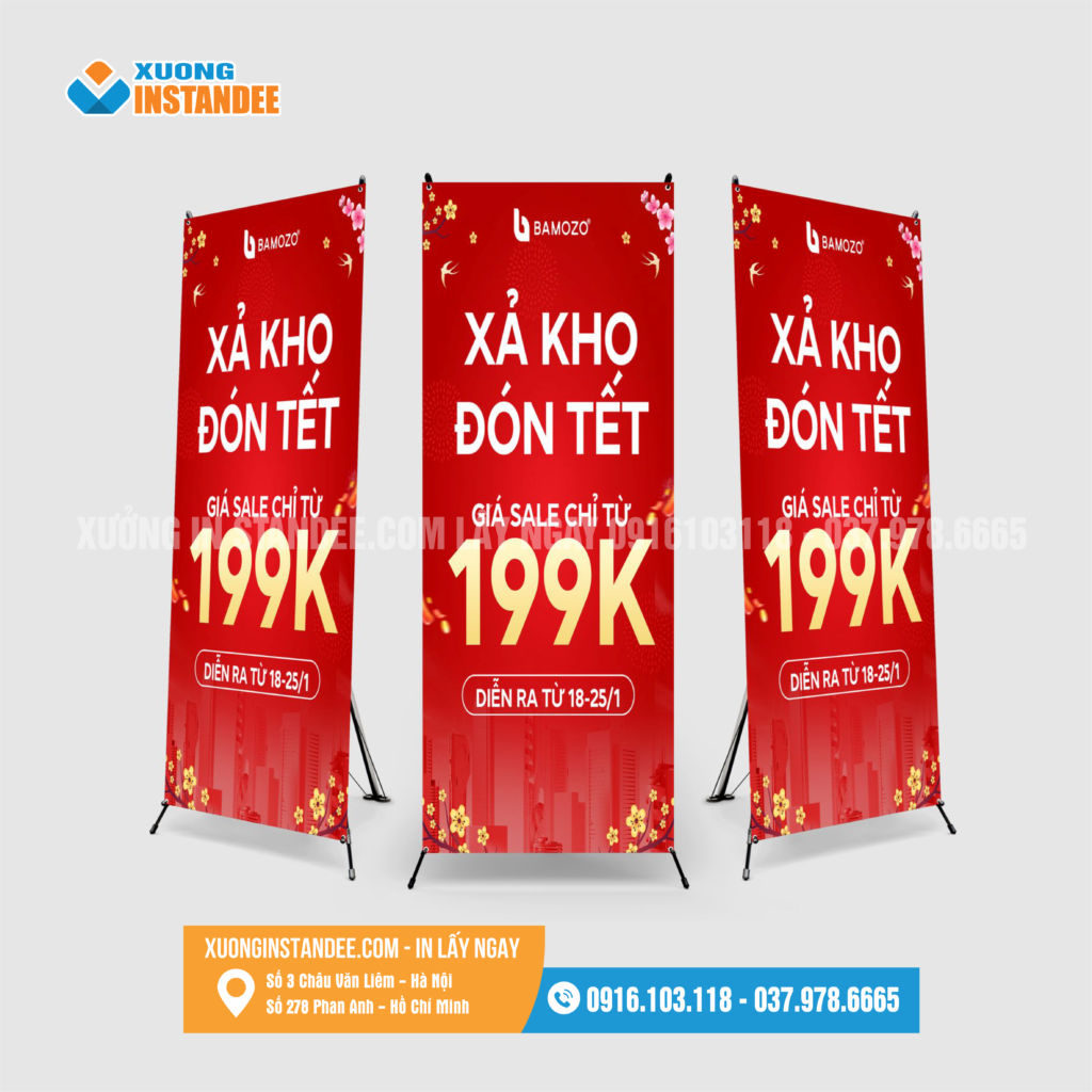 Standee 80x180cm chân X thường